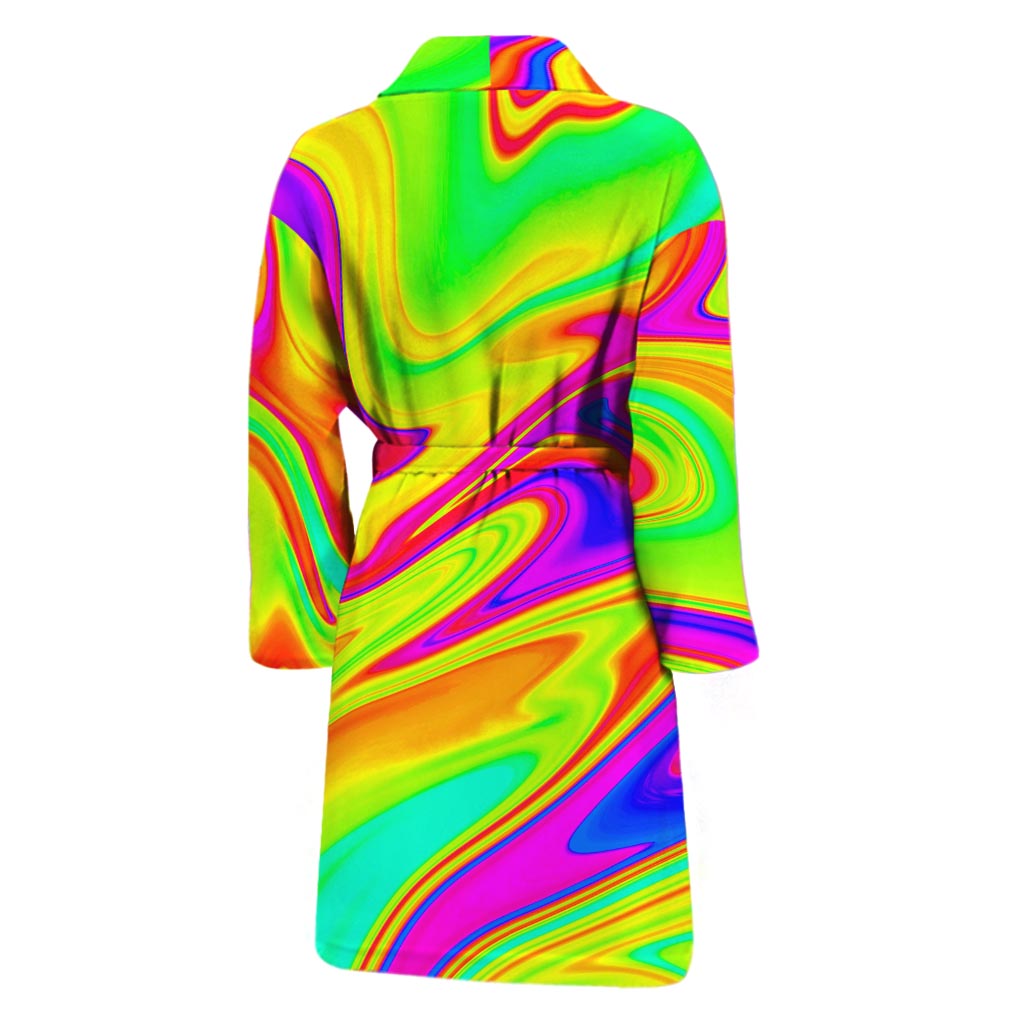 Abstract Liquid Trippy Print Men's Bathrobe