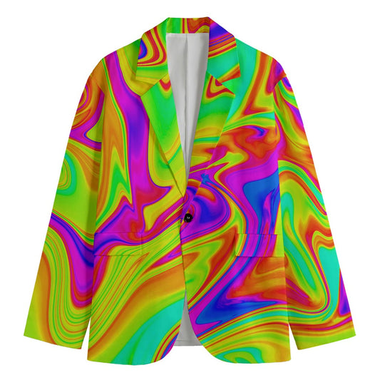 Abstract Liquid Trippy Print Men's Blazer
