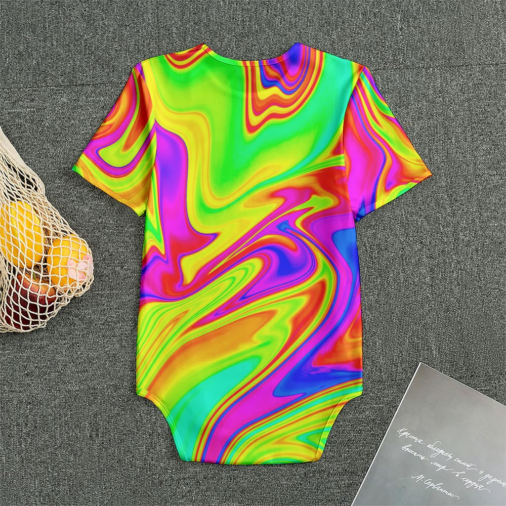 Abstract Liquid Trippy Print Men's Bodysuit