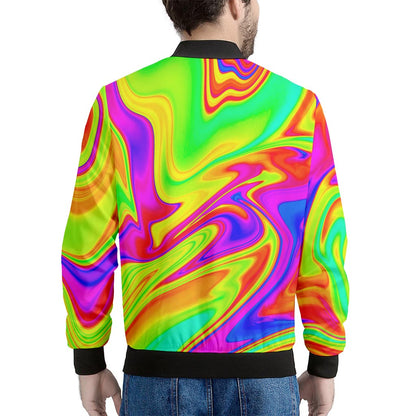 Abstract Liquid Trippy Print Men's Bomber Jacket