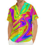 Abstract Liquid Trippy Print Men's Deep V-Neck Shirt