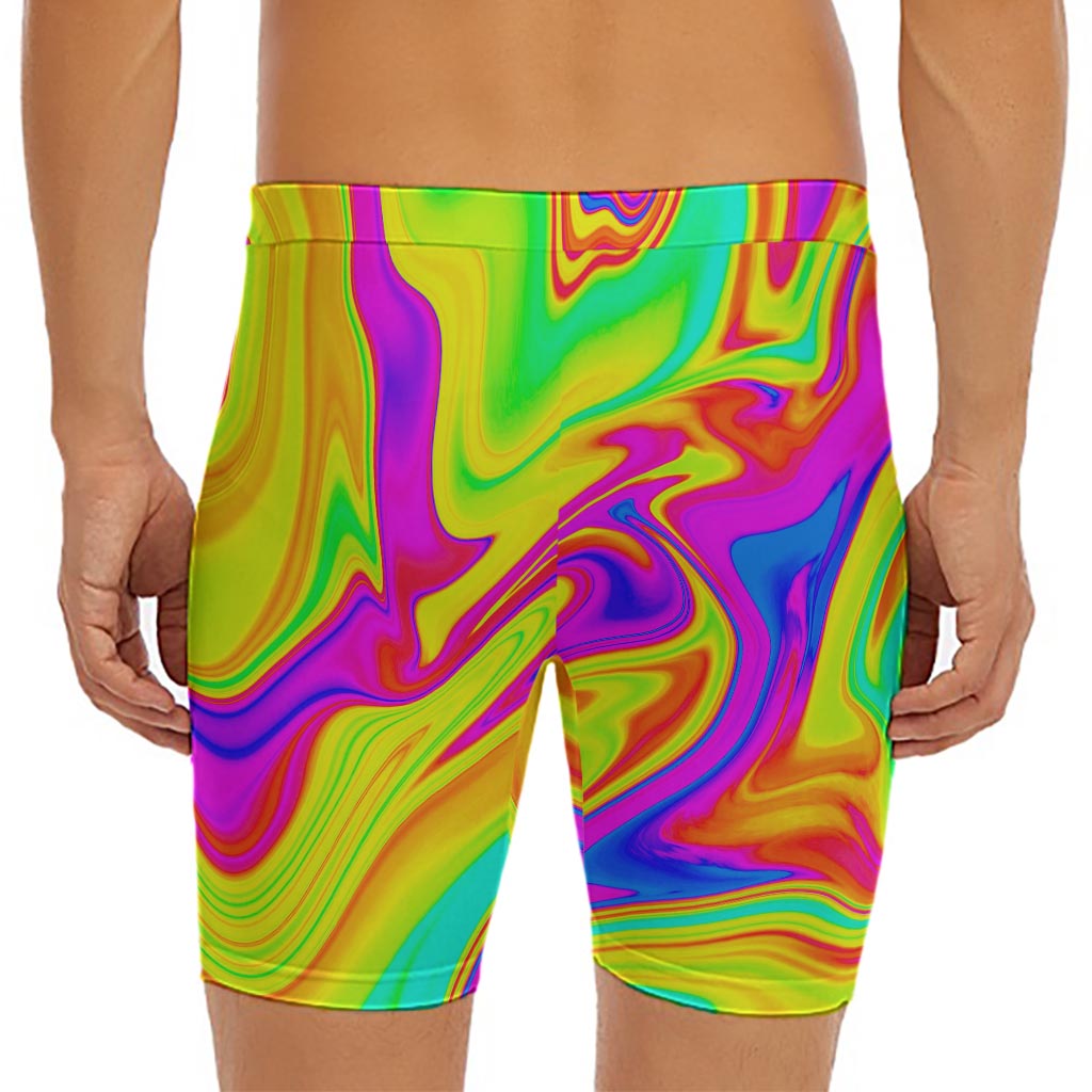 Abstract Liquid Trippy Print Men's Long Boxer Briefs