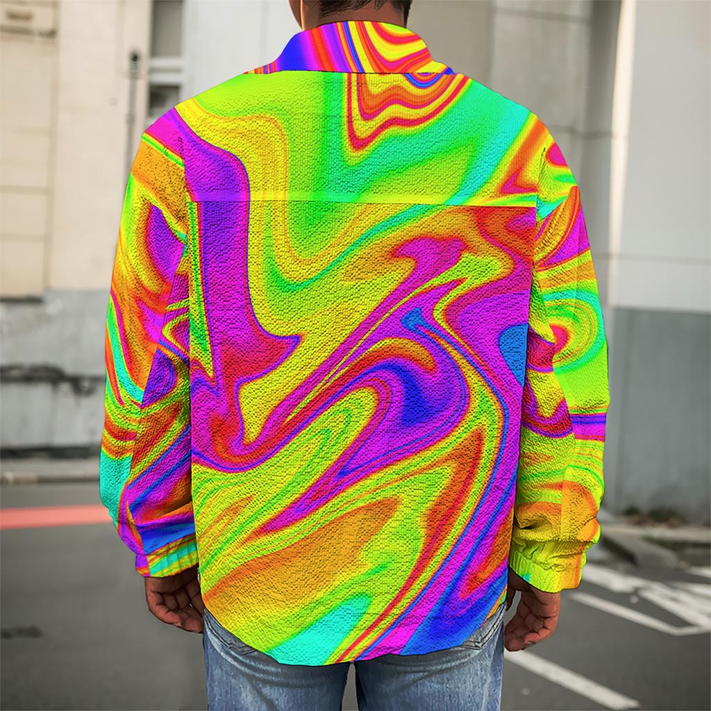 Abstract Liquid Trippy Print Men's Shirt Jacket