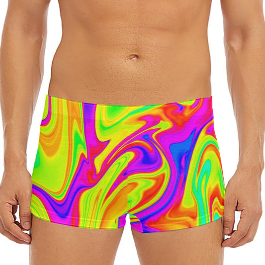 Abstract Liquid Trippy Print Men's Short Boxer Briefs