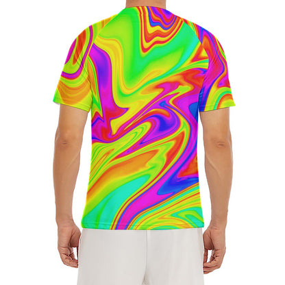 Abstract Liquid Trippy Print Men's Short Sleeve Rash Guard