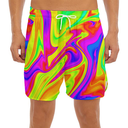 Abstract Liquid Trippy Print Men's Split Running Shorts