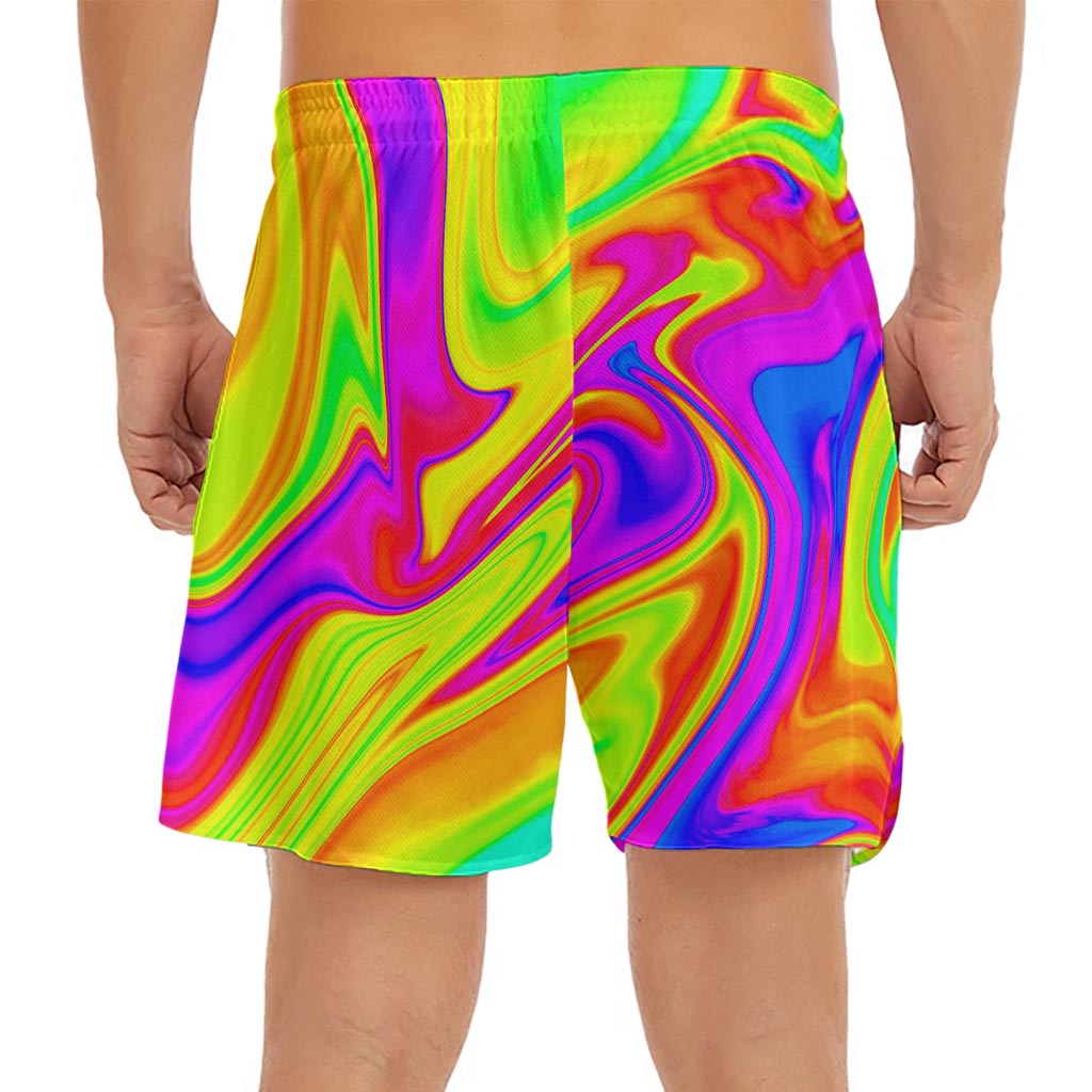 Abstract Liquid Trippy Print Men's Split Running Shorts