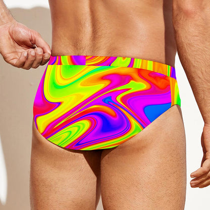Abstract Liquid Trippy Print Men's Swim Briefs