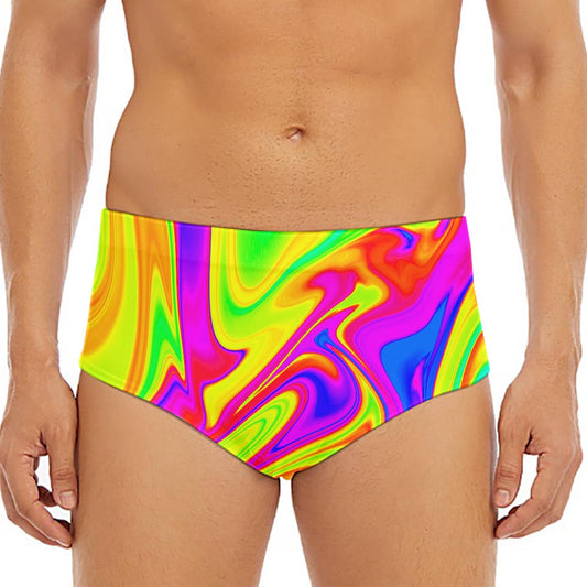 Abstract Liquid Trippy Print Men's Triangle Swim Briefs