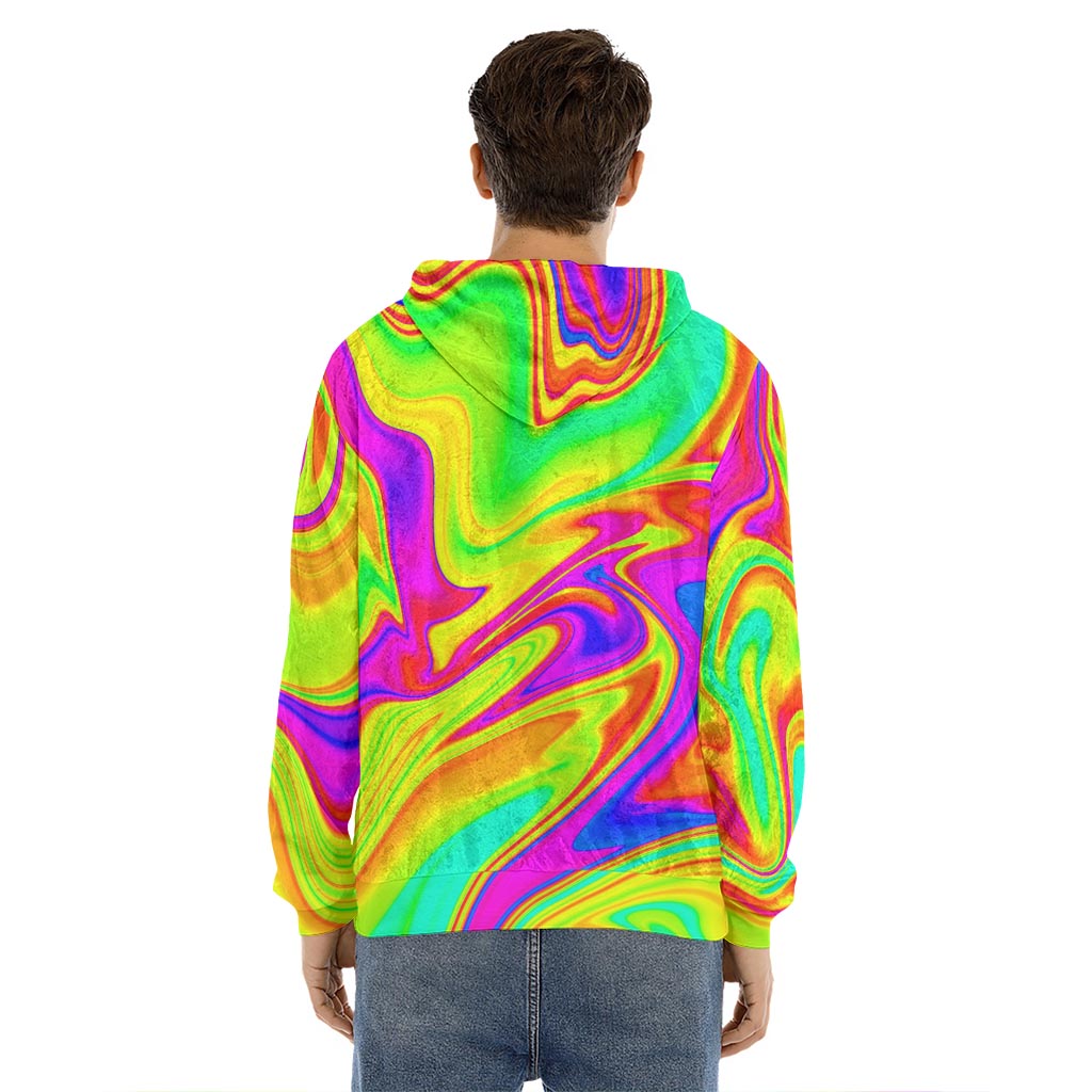 Abstract Liquid Trippy Print Men's Velvet Pullover Hoodie