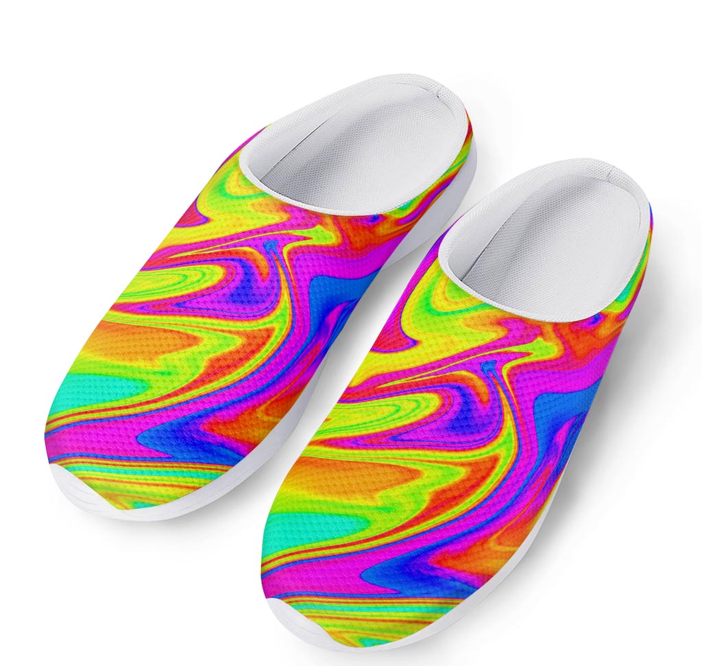 Abstract Liquid Trippy Print Mesh Casual Shoes