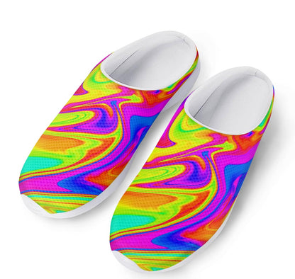 Abstract Liquid Trippy Print Mesh Casual Shoes