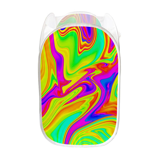 Abstract Liquid Trippy Print Mesh Laundry Hamper