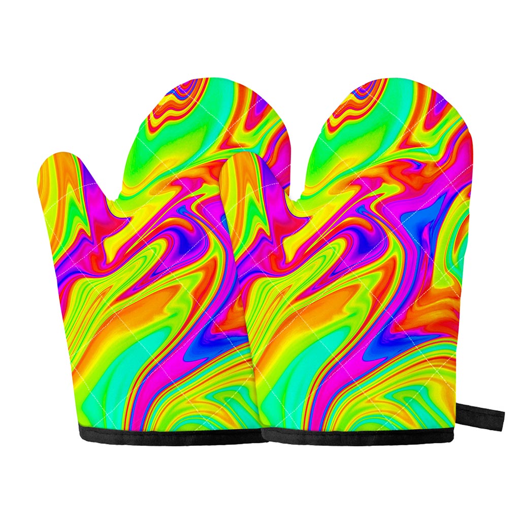 Abstract Liquid Trippy Print Oven Mitts