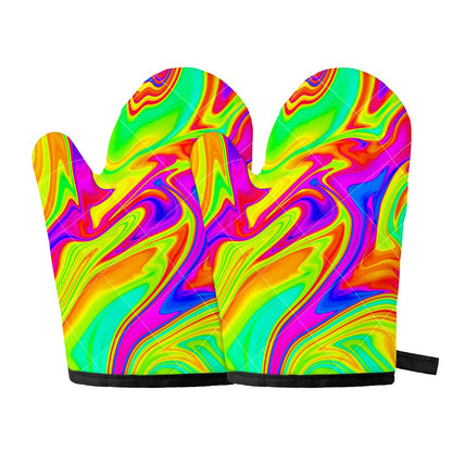 Abstract Liquid Trippy Print Oven Mitts