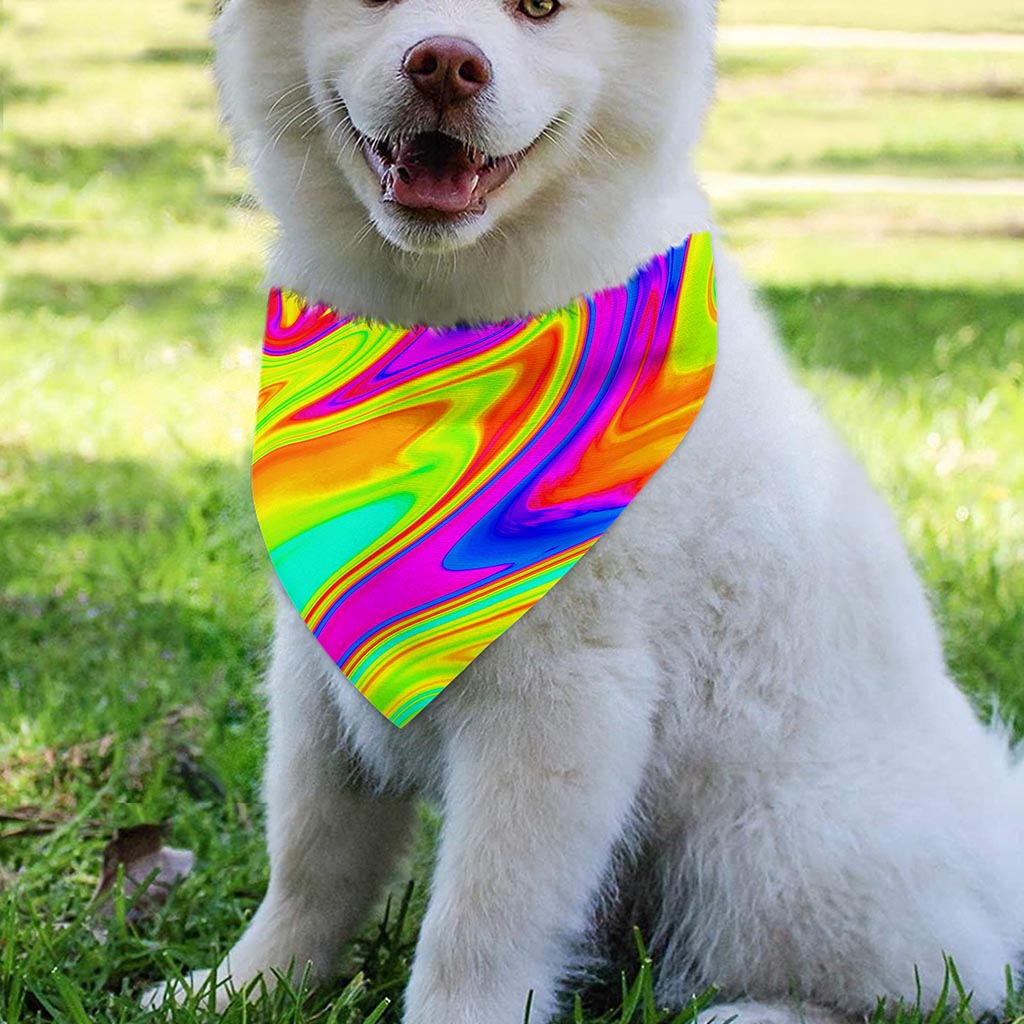 Abstract Liquid Trippy Print Over The Collar Dog Bandana