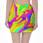 Abstract Liquid Trippy Print Pencil Mini Skirt