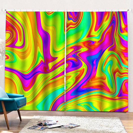Abstract Liquid Trippy Print Pencil Pleat Curtains