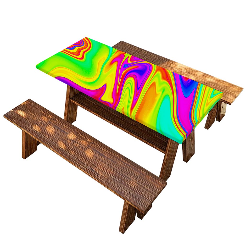Abstract Liquid Trippy Print Picnic Table Cover