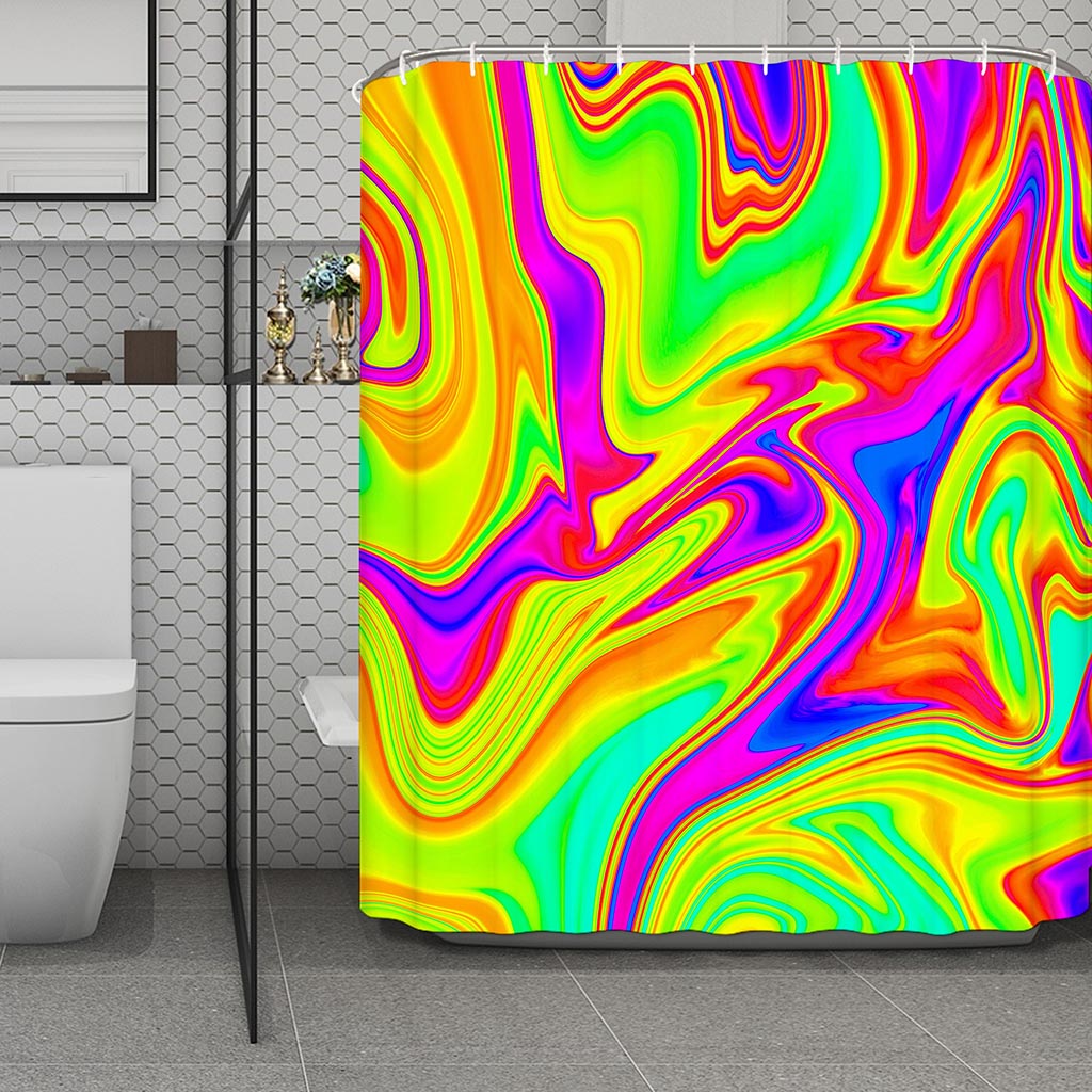Abstract Liquid Trippy Print Polyester Shower Curtain