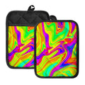 Abstract Liquid Trippy Print Pot Holders With Pocket