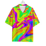 Abstract Liquid Trippy Print Rayon Hawaiian Shirt