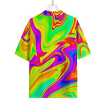 Abstract Liquid Trippy Print Rayon Hawaiian Shirt