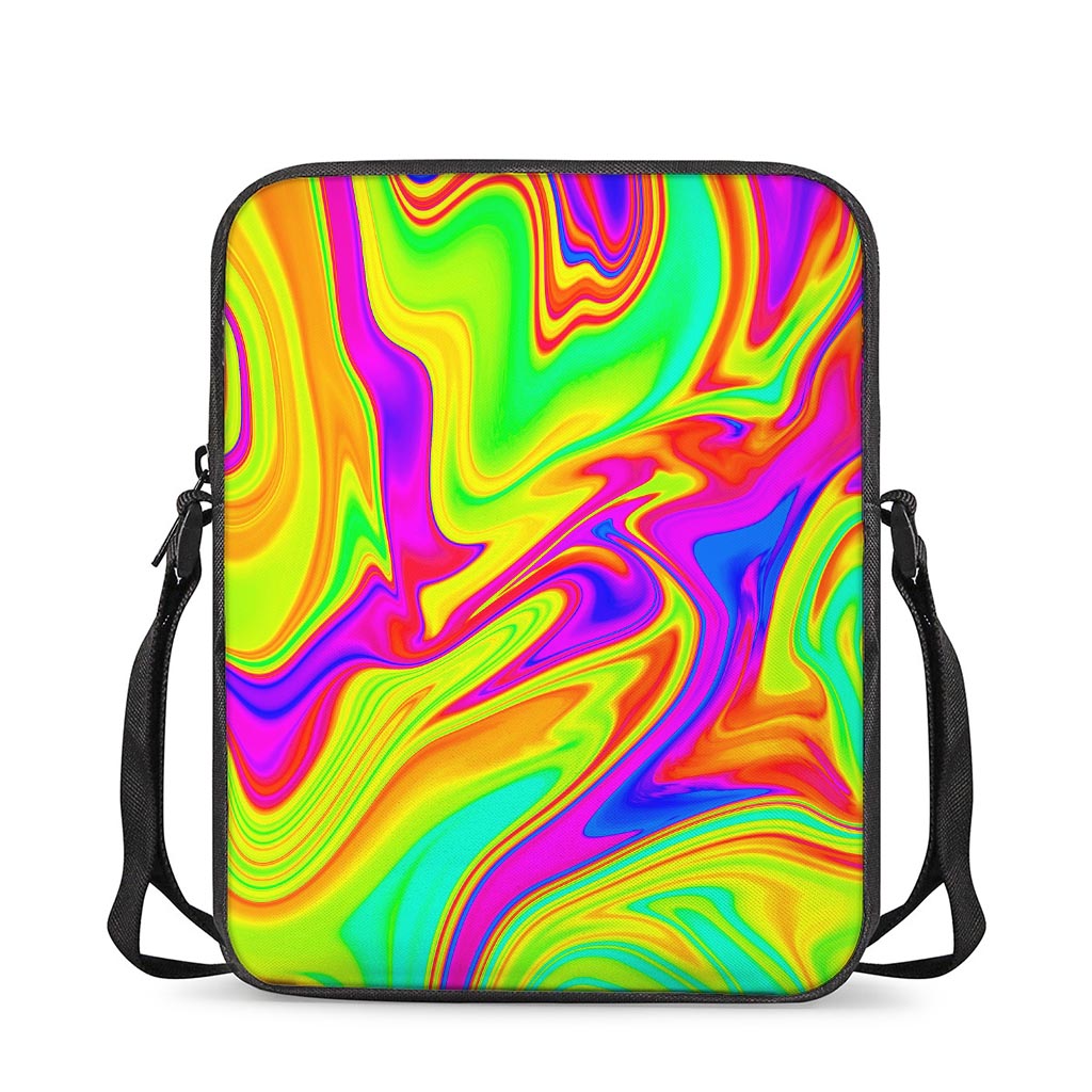 Abstract Liquid Trippy Print Rectangular Crossbody Bag