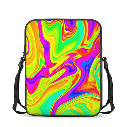 Abstract Liquid Trippy Print Rectangular Crossbody Bag