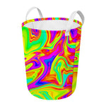 Abstract Liquid Trippy Print Round Laundry Basket