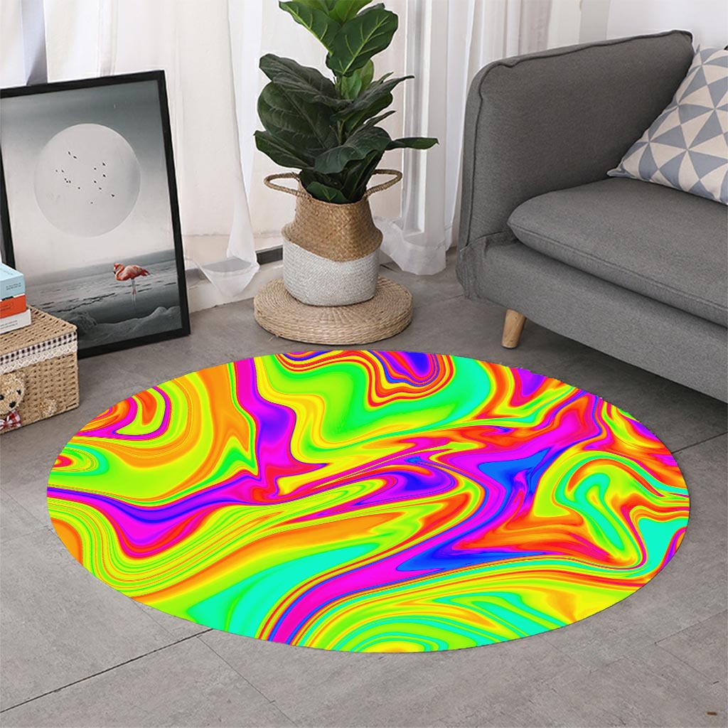 Abstract Liquid Trippy Print Round Rug