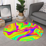Abstract Liquid Trippy Print Round Rug