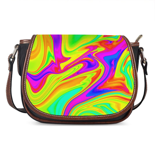 Abstract Liquid Trippy Print Saddle Bag