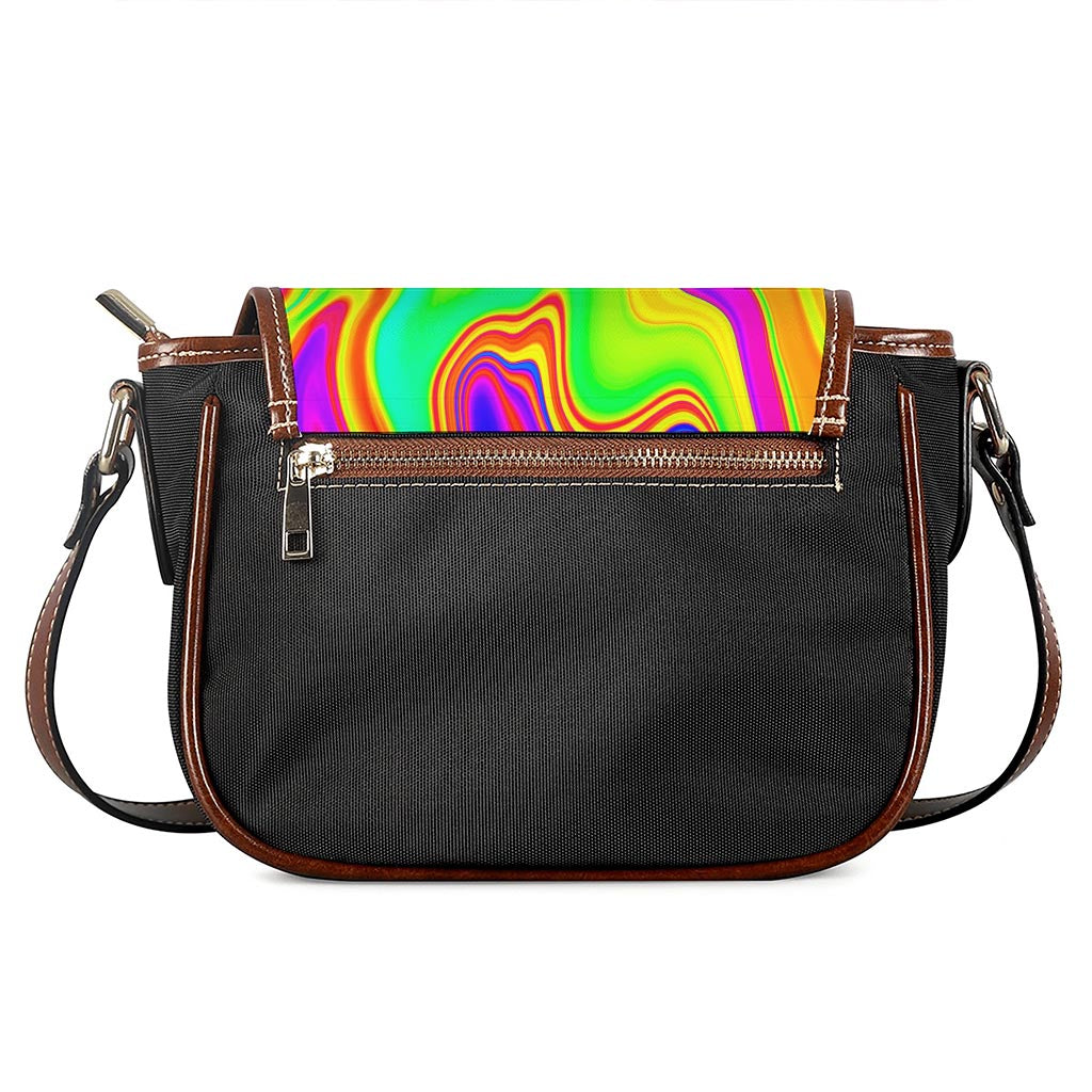 Abstract Liquid Trippy Print Saddle Bag