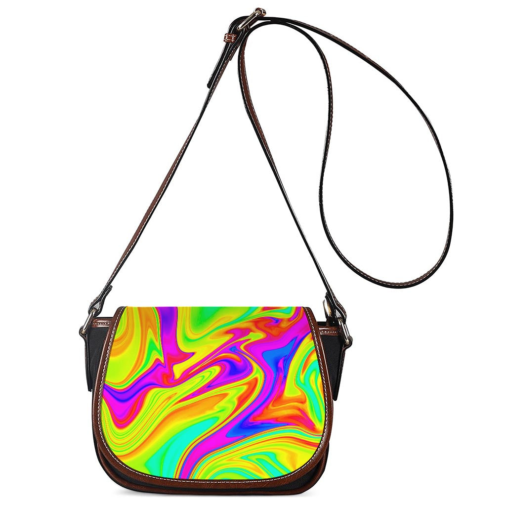 Abstract Liquid Trippy Print Saddle Bag