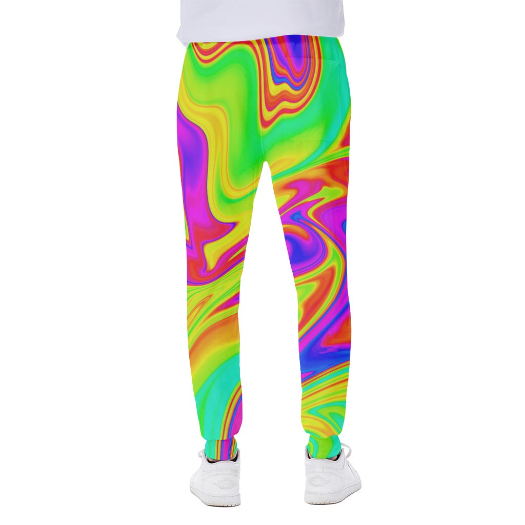Abstract Liquid Trippy Print Scuba Joggers