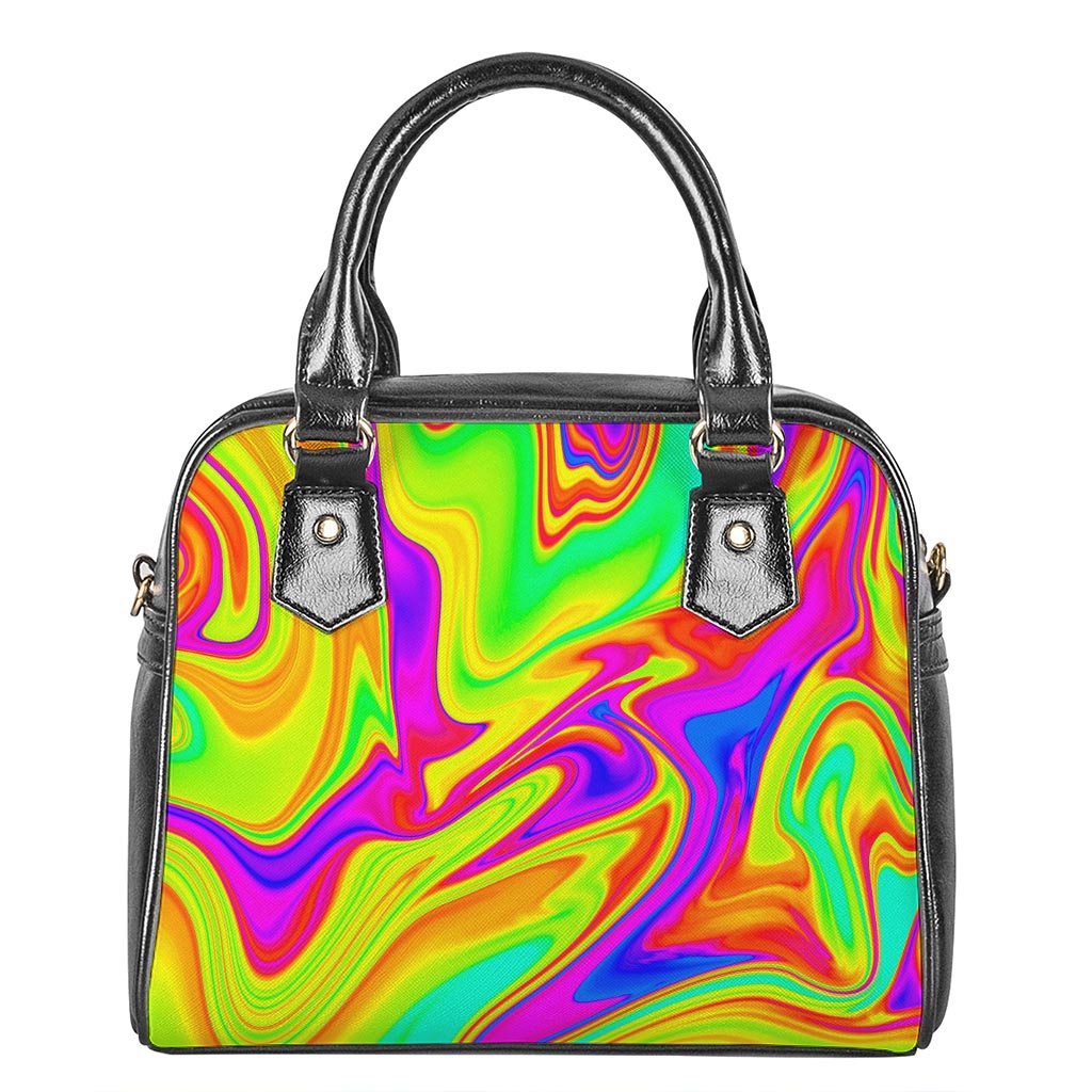 Abstract Liquid Trippy Print Shoulder Handbag