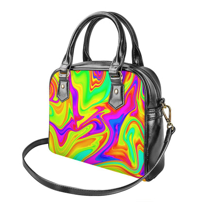 Abstract Liquid Trippy Print Shoulder Handbag