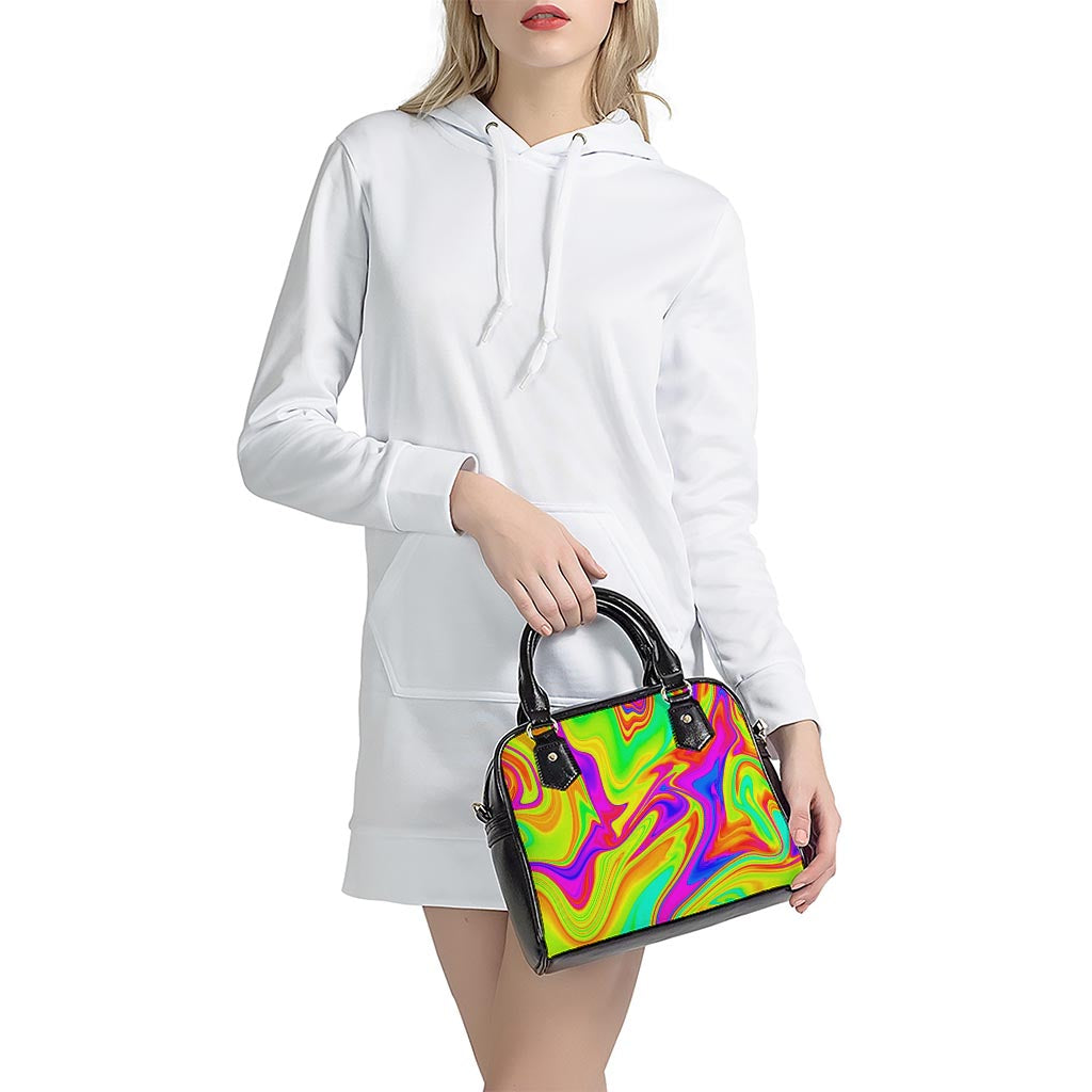Abstract Liquid Trippy Print Shoulder Handbag