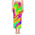 Abstract Liquid Trippy Print Side Slit Maxi Skirt