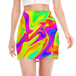 Abstract Liquid Trippy Print Side Slit Mini Skirt