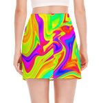 Abstract Liquid Trippy Print Side Slit Mini Skirt