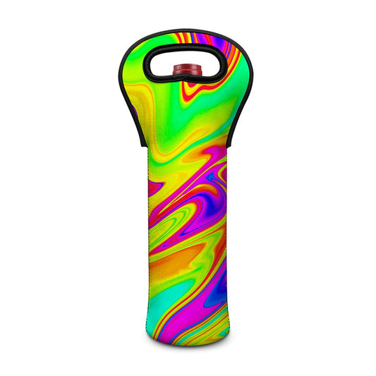 Abstract Liquid Trippy Print Single Neoprene Wine Tote