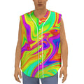 Abstract Liquid Trippy Print Sleeveless Baseball Jersey