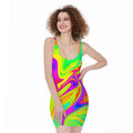 Abstract Liquid Trippy Print Sleeveless Bodycon Dress