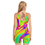 Abstract Liquid Trippy Print Sleeveless One Piece Swimsuit
