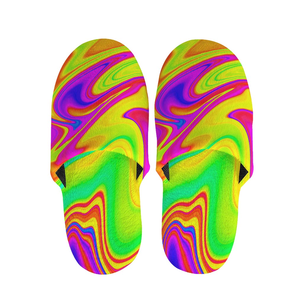 Abstract Liquid Trippy Print Slippers