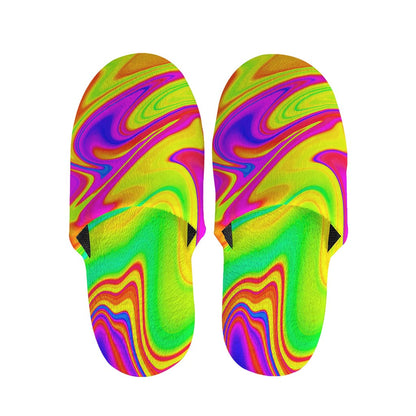 Abstract Liquid Trippy Print Slippers