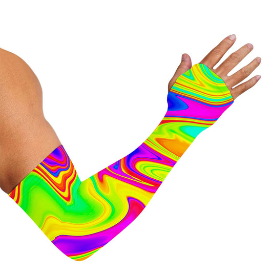 Abstract Liquid Trippy Print Sun Protection Arm Sleeves