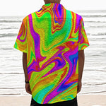 Abstract Liquid Trippy Print Textured Short Sleeve Shirt